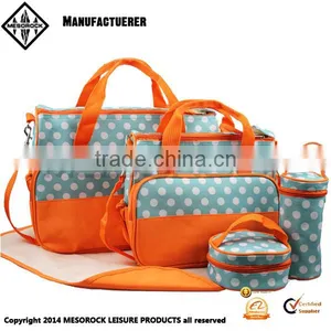 High Quality 5 Pcs Fashion Diaper Bag With Changing Mat and Bottle Bag Mummy Bag thumbnail-2