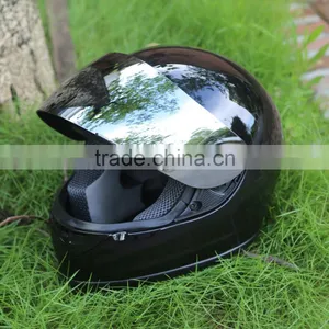 Adult Mirror Shield Gloss Black Full Face Motorcycle Street Helmet DOT Moto Bike thumbnail-1