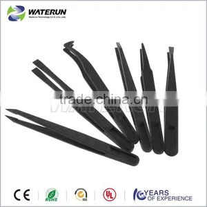 93304 Conductive Black Plastic Tweezers With Plastic Flat Tip thumbnail-1