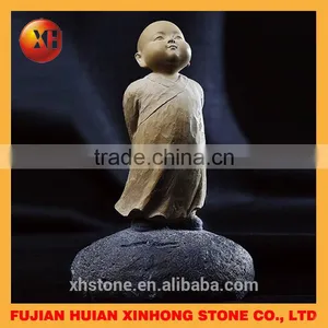 Cute Thinking Little Granite Monk Statue Home Deco Table Decoration thumbnail-2