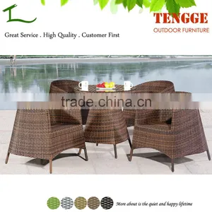 All Weather Garden Furniture Outdoor Wicker Dining Table and Chairs thumbnail-1
