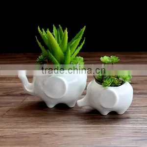 Indoor Decor Ceramic Flower Pots Small White Animal Bonsai thumbnail-3