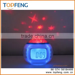 Music and Starry Sky Calendar/LED Light Clock/time Date Week and Thermometer Table Alarm thumbnail-1