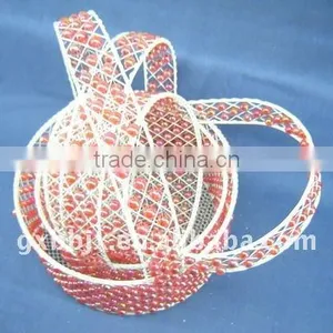 Round White Wire Decorative With Red Bead Natural Baskets thumbnail-1