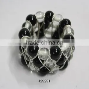 Black and White Three Layers Napkin Ring in Glass Beads Can be in Any Colour thumbnail-1