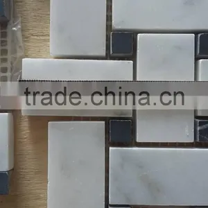 Basketweave Mosaic Tiles Bianco Carrara Mosaic Tile Carrara Marble Mosaic thumbnail-1