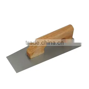 Plaster Trowel Wooden Handle Carbon Steel Blade Masonry Trowel Hand Plastering Tool thumbnail-1