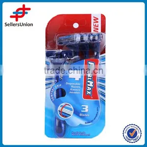 4PCS STAINLESS STEEL TRIPLE BLADE RAZOR With Rubber Handle Moving thumbnail-1