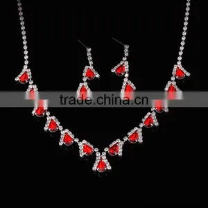 Decoration Rhinestone And Crystal Wedding Red Bridal Jewelry Set thumbnail-1