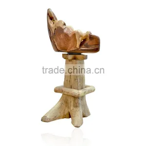 Bar Stool Swivel Root Teak Wood thumbnail-4