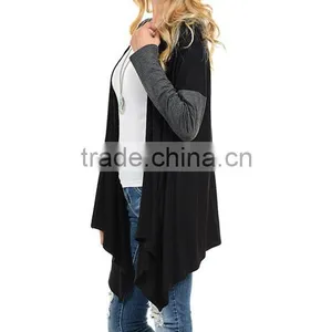 Stylish Girls Ladies Women Fashion 95% Rayon 5% Spandex Black Open Cardigan With Long Sleeve Cardigan Sweaters Wholesale thumbnail-3