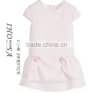Fashion Baby Girl Dress Pink Cotton Jacquard Kids Dresses With Peplum HSD6988 thumbnail-1