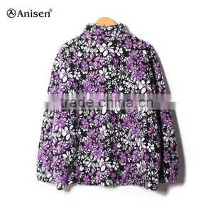 High Quality 100% Polyester Printing Ladies Fleece Sport Jacket thumbnail-2