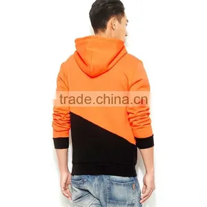 Orange and Black Contrast Color Hoodie With Earphone Hoodie Drawstring thumbnail-4