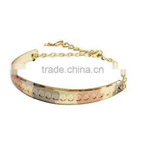 Cheap Three Tone Stylish Bangle Bracelet With Extension Link Chain thumbnail-1