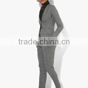 Woman Chinos Pants Slim Fit Latest Design Striped Grey Office Pants thumbnail-3