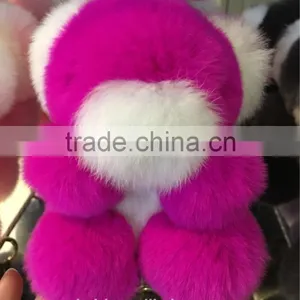 Real Rex Rabbit Fur Keychain Bear Doll Doll Key Chain Charm Golf Bag Pendant Wallet Pom Pom Coon Car Pendant thumbnail-4