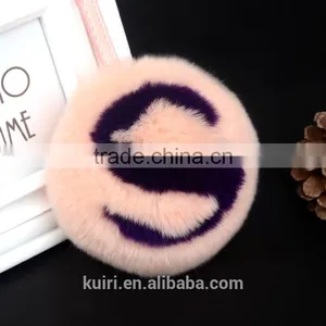 Selling English Letters Design Rex Rabbit/fox Fur Pom Pom Keychain thumbnail-2