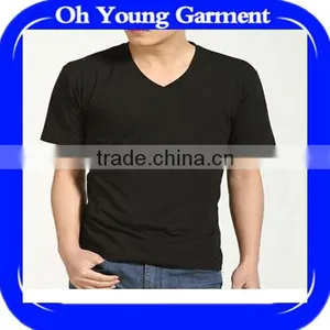 CUSTOM PLAIN DYED V-NECK MEN'S T-SHIRT TRENDY AEROPOSTALE WHOLESALE SHIRTS COOL BLACK SOFT GOOD QUALITY SHIRT CHINA CLOTH MAKER thumbnail-1