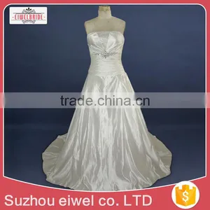 Sleeveless A Line Taffeta Wedding Dress thumbnail-1