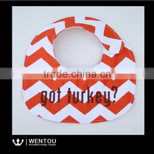 Wholesale Embroidered Seersucker Chevron Baby Bib thumbnail-3