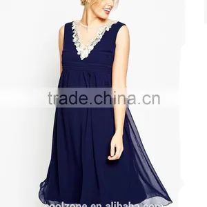 2015 Fashion Sleeveless Embrodiery Neck Chiffon Dress for Maternity Clothes thumbnail-2