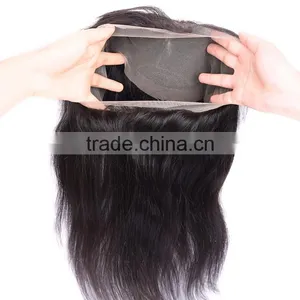 Top Good Quality Brazilian Hair 360 Lace Frontal Straight With Baby Hair Pieces For Black Women Customized Lace Frontal Band thumbnail-2