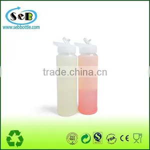 Smart Color Changable Glass Bottle With Silicone Jacket , Borosilicate Glass Drinking Bottle , Glass Camping Bottles thumbnail-3