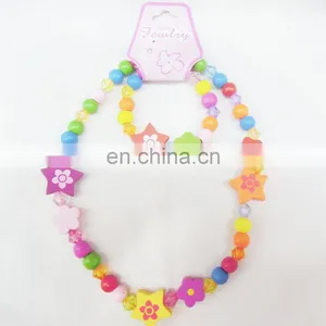 Fashion Cheap Colorful Necklace and Bracelet Jewelry Set for Children Girls thumbnail-1