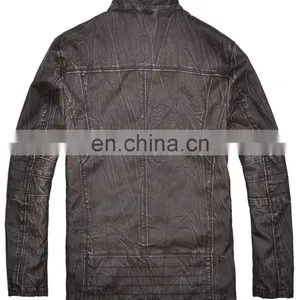 Lastest Fashion Diamond Thin Quilted Stylish Men Long Leather Coat thumbnail-3