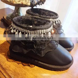 Aidocrystal Soft Sole Last Design Home Winter Diamond Bling Lace Decor Snow Boots Women thumbnail-1