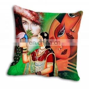 Hot Sale New Design Super Soft Photo Digital Print Peacock Lady Car Seat Sofa Cushion Cover thumbnail-1