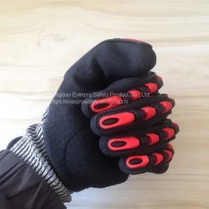 Anti Impact & Cut 13G HPPE Liner Nitrile Sandy Coated TPR Oilfield Impact Gloves thumbnail-4