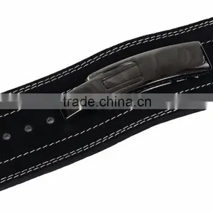 Professional Fitness Weightlifting Power Gym Belt Lever Genuine Leather Belt 4" Black Buckle New thumbnail-2