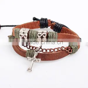 Hot Sale Cross Leather Charm Bracelet Wholesale thumbnail-1
