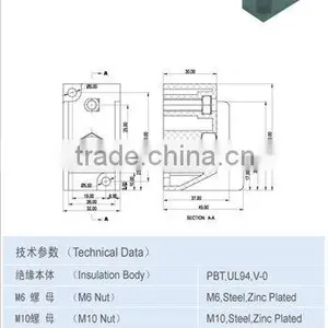Screw Terminal M6 M10 Two Screw PBT Terminal Block Accessories thumbnail-2