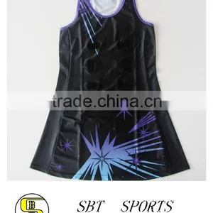 Modern Design Sublimation Digital Print Women Netball Dress thumbnail-1