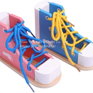 Wooden Lacing Shoe Montessori Toy for Kids thumbnail-1
