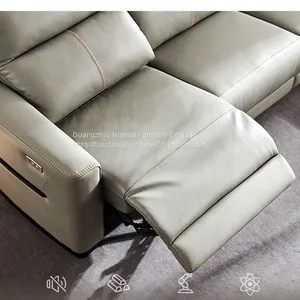 2022 Head Laminated Textured Cowhide Sofa Italian Minimalist Living Room Corner Function Sofa Modern Minimalist Leather Art Combination thumbnail-5