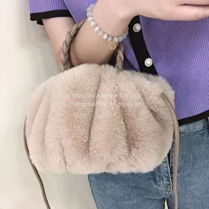011Newly Arrived Small Plush Handbag High Quality Women's Popular Design Cloud Plush Purse Personality Girl Faux Fur Handbag thumbnail-5