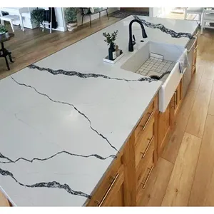 Code：6216，Calacatta Artificial Stone Quartz Slab Kitchen Countertops thumbnail-3