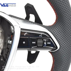 For Audi A6 C8 Punched Leather Red Stitching Multifunction Steering Wheel Assembly thumbnail-3