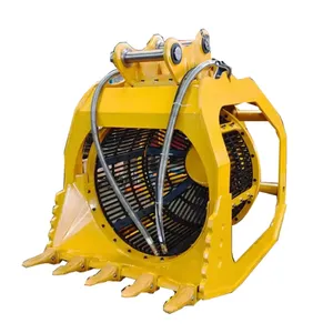 River Sand Washing and Screening Bucket Sand and Gravel Separation Drum Excavator Hydraulic Sieve Bucket Rotating Drum Screen thumbnail-1