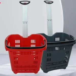 New Retail Supermarket Plastic Shopping Mini Trolley Basket thumbnail-1