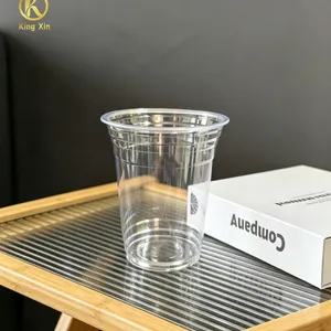 Clear PET Plastic Coffee Cups for Cold Drinks Takeaway Disposable thumbnail-1