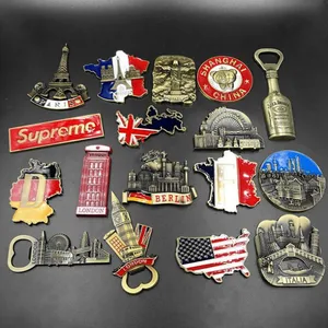 Wholesale Price Personalized France Paris USA New York British England London Germany Berlin City Country Custom 3D Metal Fridge Magnet Factory thumbnail-1