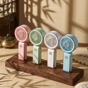 Cute Macaron Color Foldable Personal Fan Travel Hanging Neck Lanyard Fan Silent USB Mini Table Fan for Lady Summer Gift thumbnail-2