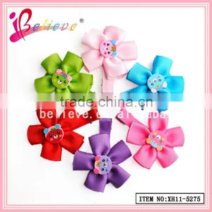 Wholesale Fashion Jewelry Ribbon Flower Hair Clip,bear Decoration Flower Hair Clip for Girls thumbnail-1
