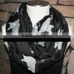Wholesale Vogue Popular Women Daily Must-have Polyester Voile Fabric Cute Cat Print Infinity Neck Tube Scarf thumbnail-4
