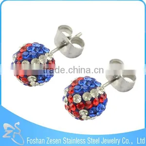 ZS20168 Surgical Steel Latest Stick Earring , CZ Crystal Ball Earring , Wholesale Crystal Beads Earring thumbnail-3